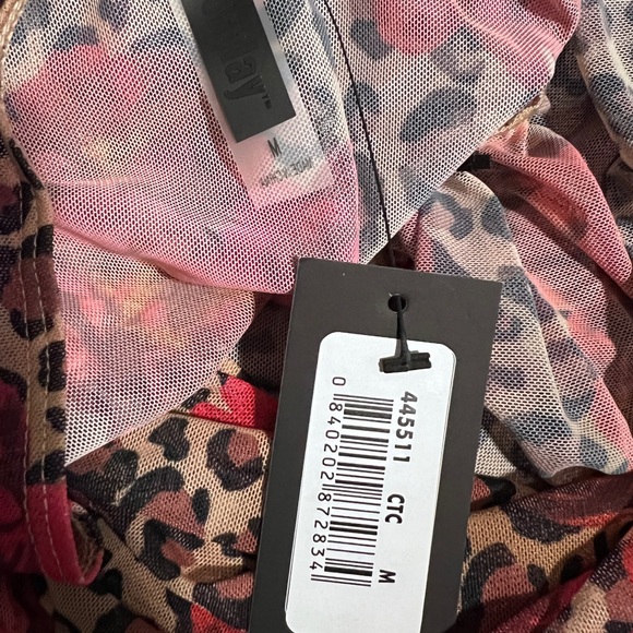 Leopard and Floral Print Mesh Bathing Suit Coverup Skirt - Picture 3 of 4